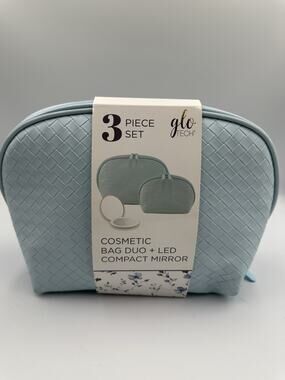 Glo Tech 3 Piece Cosmetic Bag + LED compact Mirror